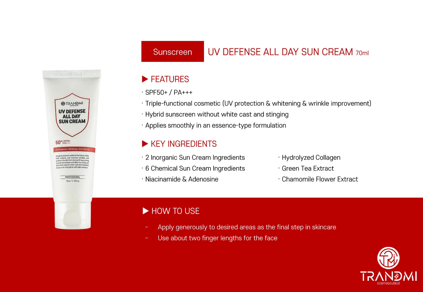 TRANDMI UV Defense All Day Sun Cream 70mL